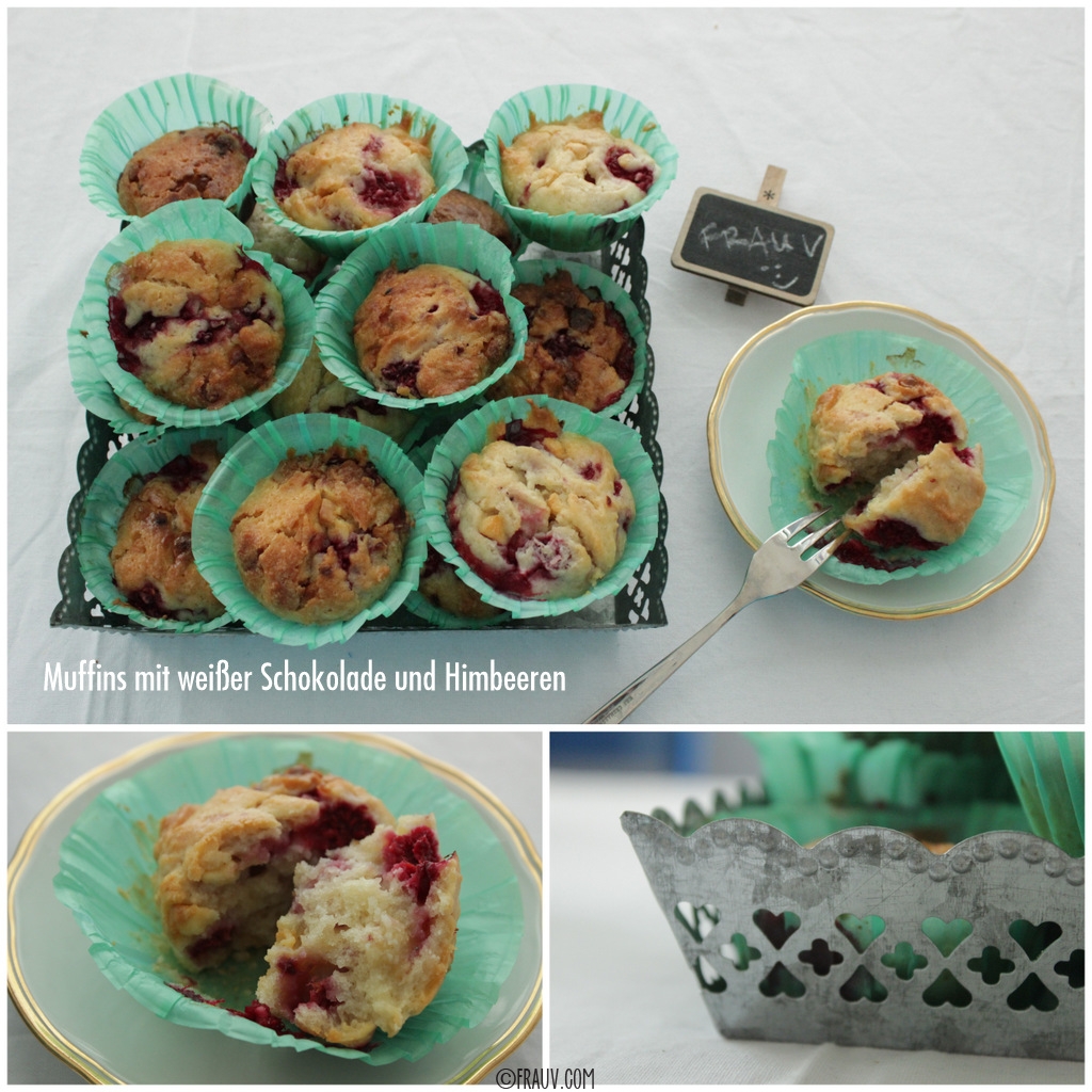 frau v ¶ Muffins mit weißer Schokolade und Himbeeren